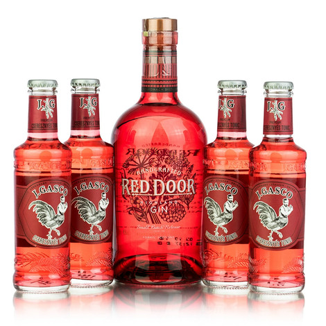 Red Door gin + 4 db J.Gasco Prémium Cseresznyés tonic DRS (0,7L + 4x0,2L / 45%)
