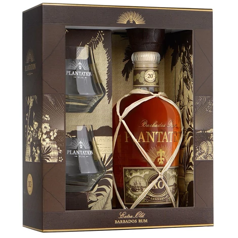 PLANTATION XO 20TH ANNIVERSARY RUM DÍSZDOBOZBAN 2 POHÁRRAL [40%|0.7L]