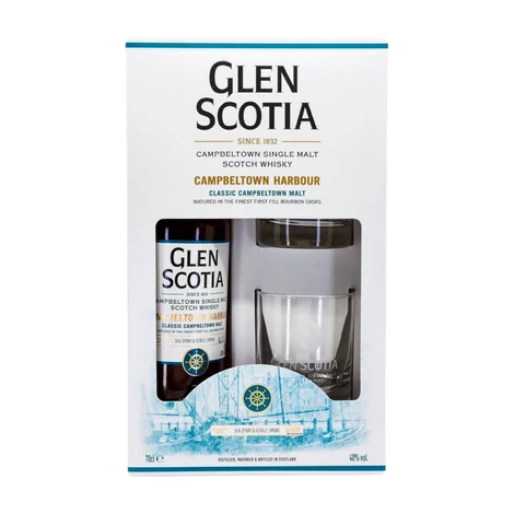 Glen Scotia Campbeltown Harbour whisky ajándékcsomag 2 pohárral DRS (0,7L / 40%)